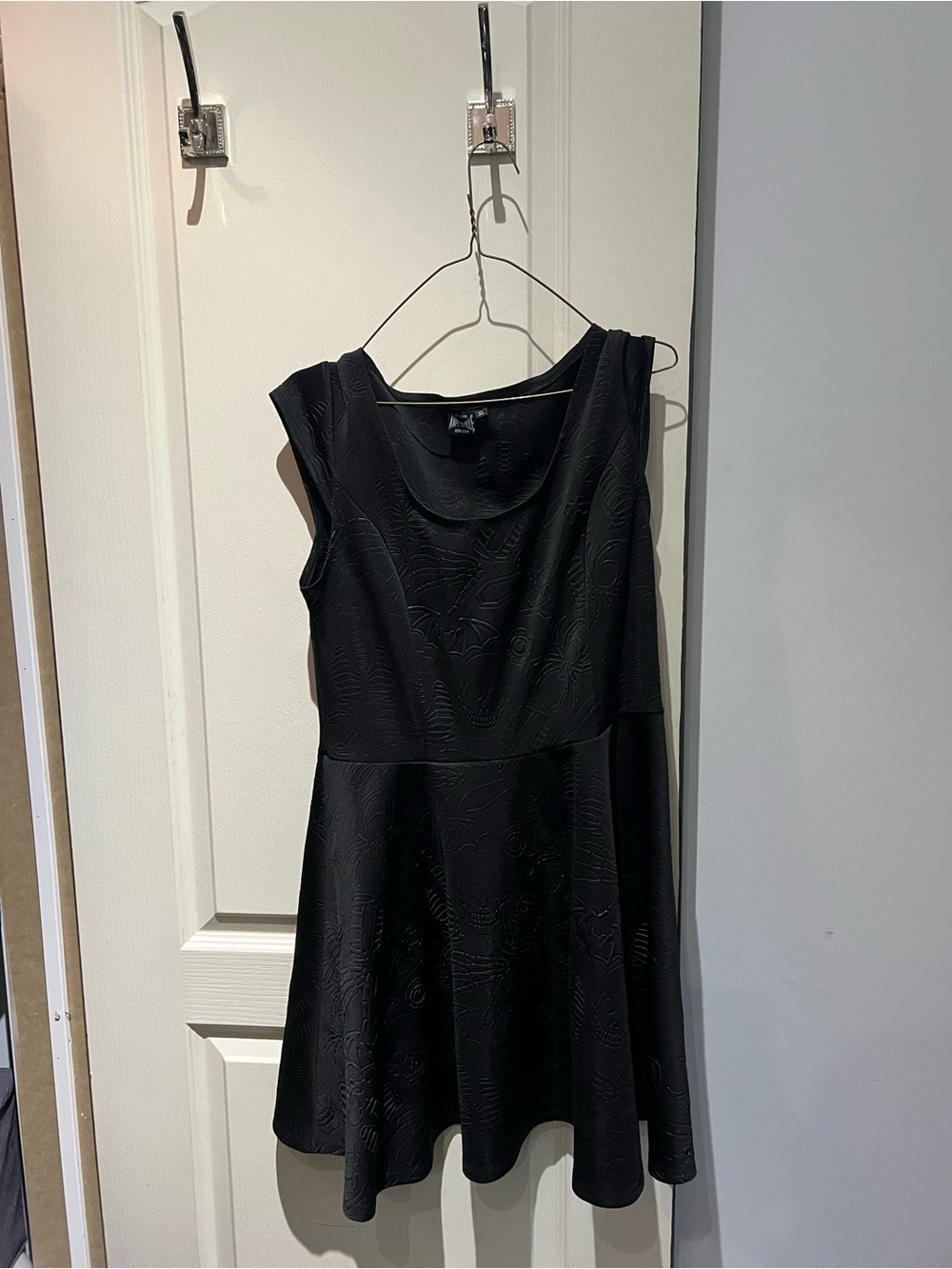 Death Repeat Embossed Skater Dress